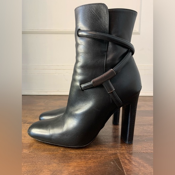 Tom Ford Black Leather ‘T’ Boots Size 36 - Picture 4 of 10